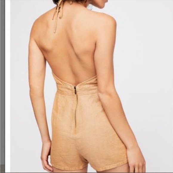 Free People Easy Does It Linen Halter Romper - Picture 4 of 8